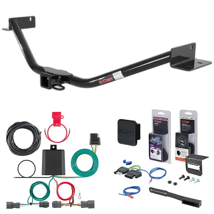 11 - 13 Kia Sorento Excluding SX Curt 2" Class 3 Trailer Tow Hitch + 5-Flat Wiring Kit Tow Boat/Utility Trailer with Surge Brakes 13073