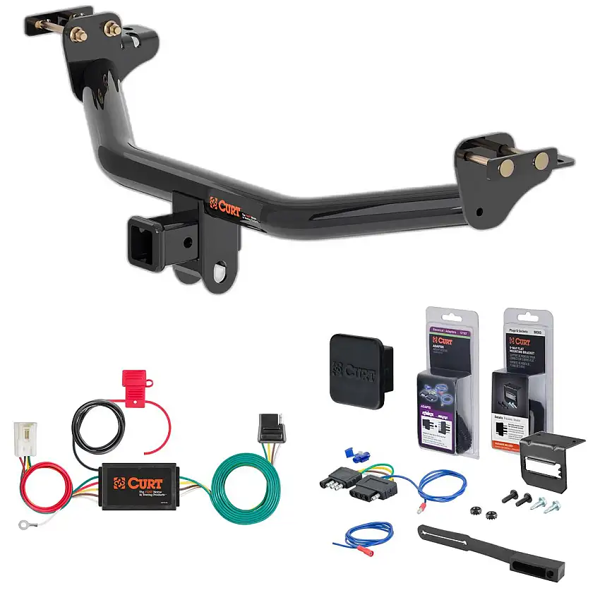 18 - 22 Mitsubishi Outlander Phev Curt 2" Class 3 Trailer Tow Hitch + 5-Flat Wiring Kit Tow Boat/Utility Trailer with Surge Brakes 13398