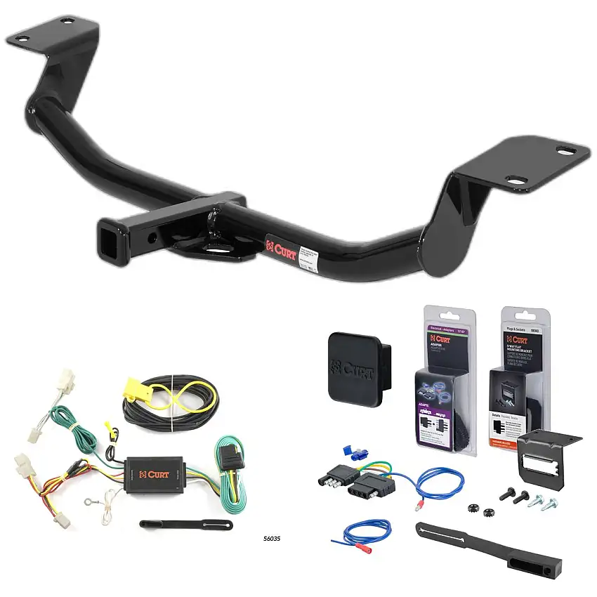 09 - 10 Pontiac Vibe GT Curt 1-1/4" Class 2 Trailer Tow Hitch + 5-Flat Wiring Kit Tow Boat/Utility Trailer with Surge Brakes 12221