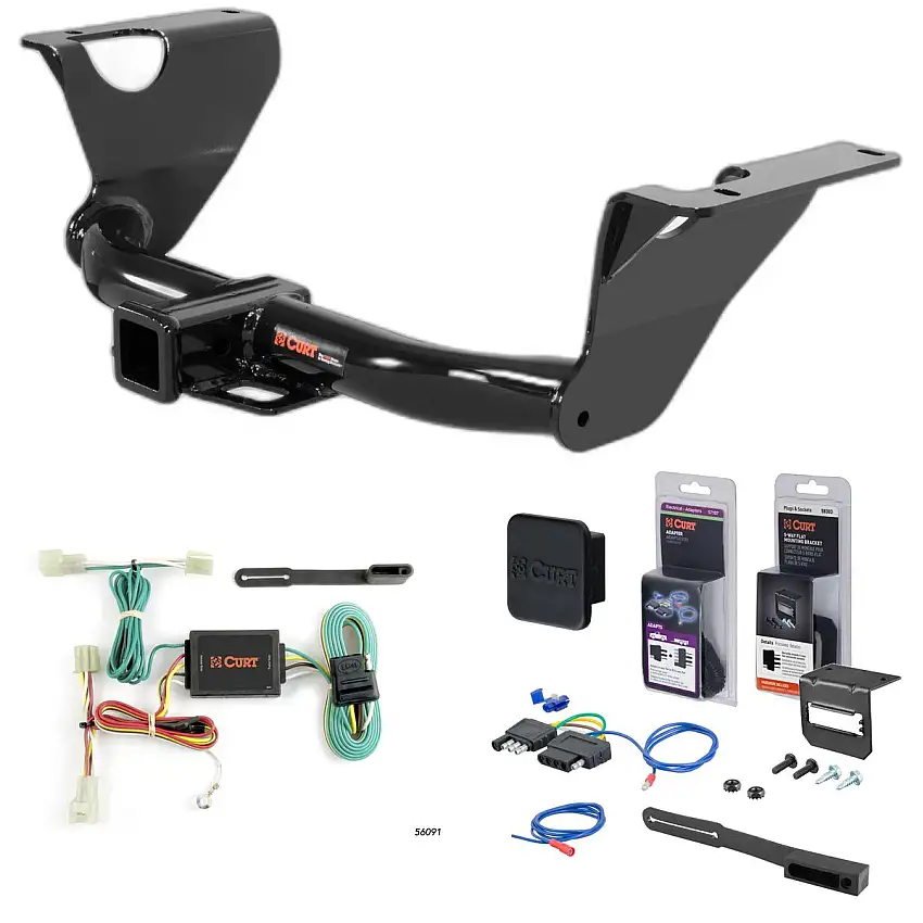 10 - 14 Subaru Legacy Sedan Curt 2" Class 3 Trailer Tow Hitch + 5-Flat Wiring Kit Tow Boat/Utility Trailer with Surge Brakes 13158