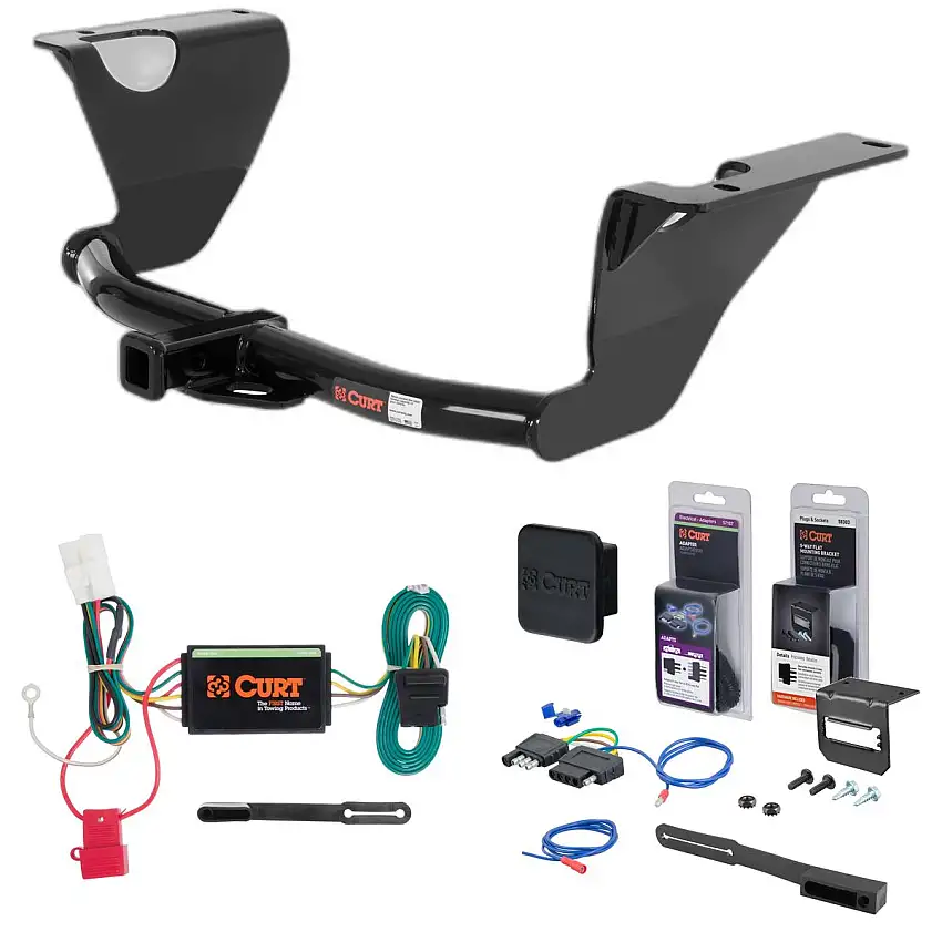 10 - 13 Subaru Outback Wagon Curt 1-1/4" Class 2 Trailer Tow Hitch + 5-Flat Wiring Kit Tow Boat/Utility Trailer with Surge Brakes 12290