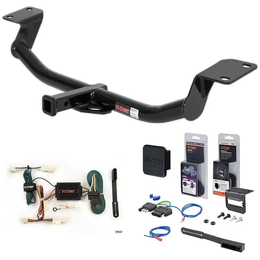 03 - 08 Toyota Matrix Excluding XR and XRS Curt 1-1/4" Class 2 Trailer Tow Hitch + 5-Flat Wiring Kit Tow Boat/Utility Trailer with Surge Brakes 12221