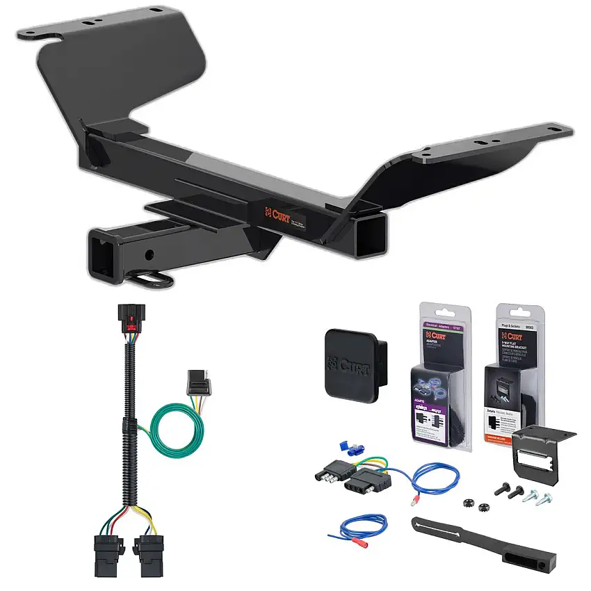 18 - 24 Chevrolet Equinox Excluding diesel Curt 2" Class 3 Trailer Tow Hitch + 5-Flat Wiring Kit Tow Boat/Utility Trailer with Surge Brakes 13439
