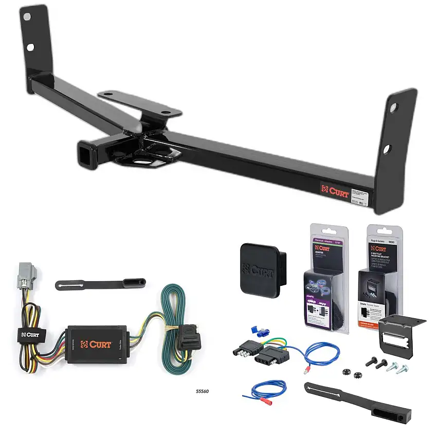 05 - 06 Chevrolet Equinox Curt 1-1/4" Class 2 Trailer Tow Hitch + 5-Flat Wiring Kit Tow Boat/Utility Trailer with Surge Brakes 12291