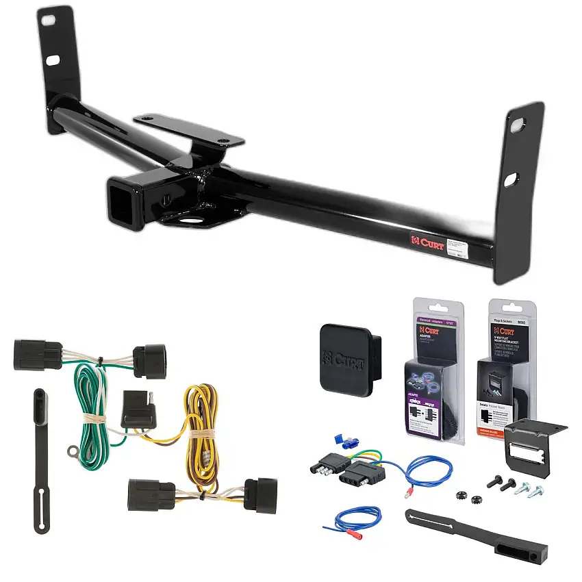 10 - 17 Chevrolet Equinox Curt 2" Class 3 Trailer Tow Hitch + 5-Flat Wiring Kit Tow Boat/Utility Trailer with Surge Brakes 13591-1