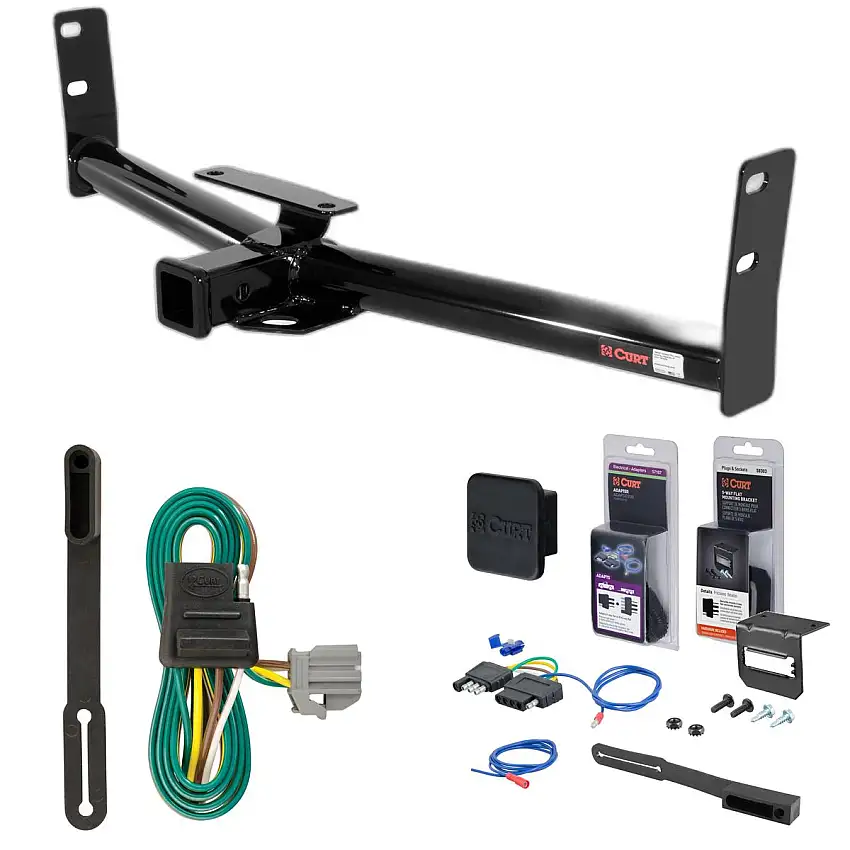 10 - 17 Chevrolet Equinox Curt 2" Class 3 Trailer Tow Hitch + 5-Flat Wiring Kit Tow Boat/Utility Trailer with Surge Brakes 13591