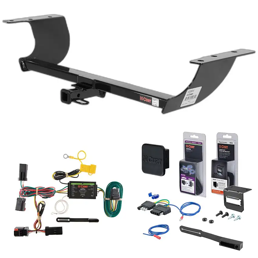 11 - 14 Chrysler 300C Curt 1-1/4" Class 2 Trailer Tow Hitch + 5-Flat Wiring Kit Tow Boat/Utility Trailer with Surge Brakes 12064