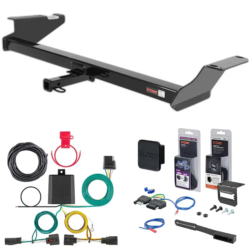 11 - 16 Chrysler Town & Country Curt 1-1/4" Class 2 Trailer Tow Hitch + 5-Flat Wiring Kit Tow Boat/Utility Trailer with Surge Brakes 12264