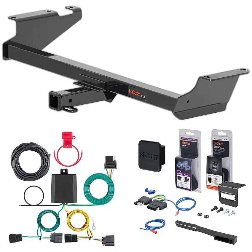 08 - 10 Chrysler Town & Country Curt 2" Class 3 Trailer Tow Hitch + 5-Flat Wiring Kit Tow Boat/Utility Trailer with Surge Brakes 13364