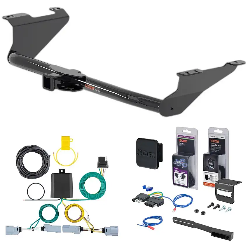 20 - 24 Chrysler Voyager Curt 2" Class 3 Trailer Tow Hitch + 5-Flat Wiring Kit Tow Boat/Utility Trailer with Surge Brakes 13383