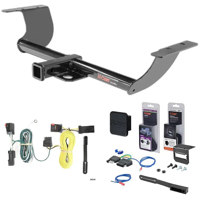 11 - 14 Dodge Challenger Excluding Demon, Hellcat and SRT Curt 2" Class 3 Trailer Tow Hitch + 5-Flat Wiring Kit Tow Boat/Utility Trailer with Surge Brakes 13236
