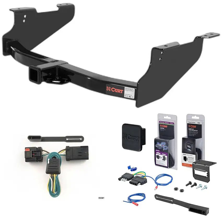 03 - 08 Dodge Ram 1500 Will not fit with factory receiver (built in or after 11/02) Curt 2" Class 4 Trailer Tow Hitch + 5-Flat Wiring Kit Tow Boat/Utility Trailer with Surge Brakes 14361-1