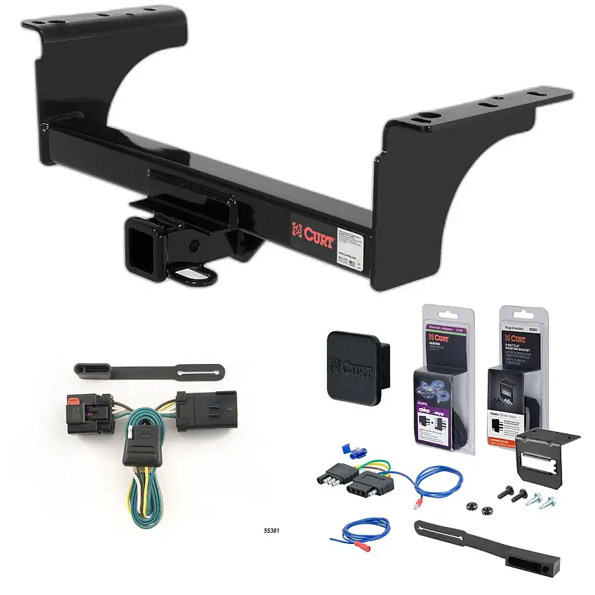 07 - 10 Dodge Ram 3500 Cab & chassis Curt 2" Class 4 Trailer Tow Hitch + 5-Flat Wiring Kit Tow Boat/Utility Trailer with Surge Brakes 14070