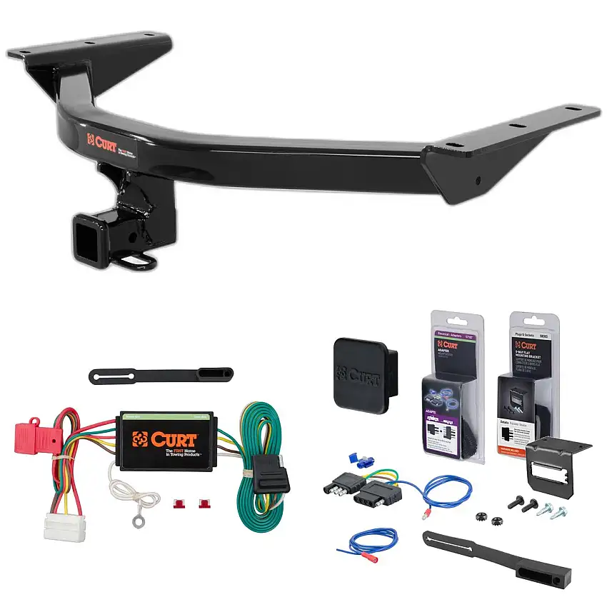 14 - 20 Acura MDX Curt 2" Class 3 Trailer Tow Hitch + 5-Flat Wiring Kit Tow Boat/Utility Trailer with Surge Brakes 13146