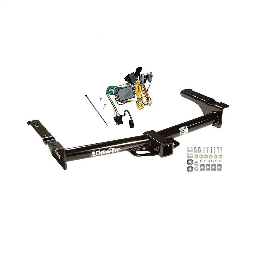 1992-1994 Ford E-150 Econoline Draw-tite Class 4 Trailer Hitch, 2 Inch Square Receiver Bundle w/ Plug-n-Play T-One Wiring Harness 75703