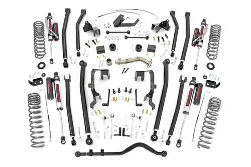 Rough Country 4.0 Inch Jeep Long Arm Suspension Lift Kit w/ Vertex Adjustable Reservoir Shocks 12-18 Wrangler JK 4-door 78650A