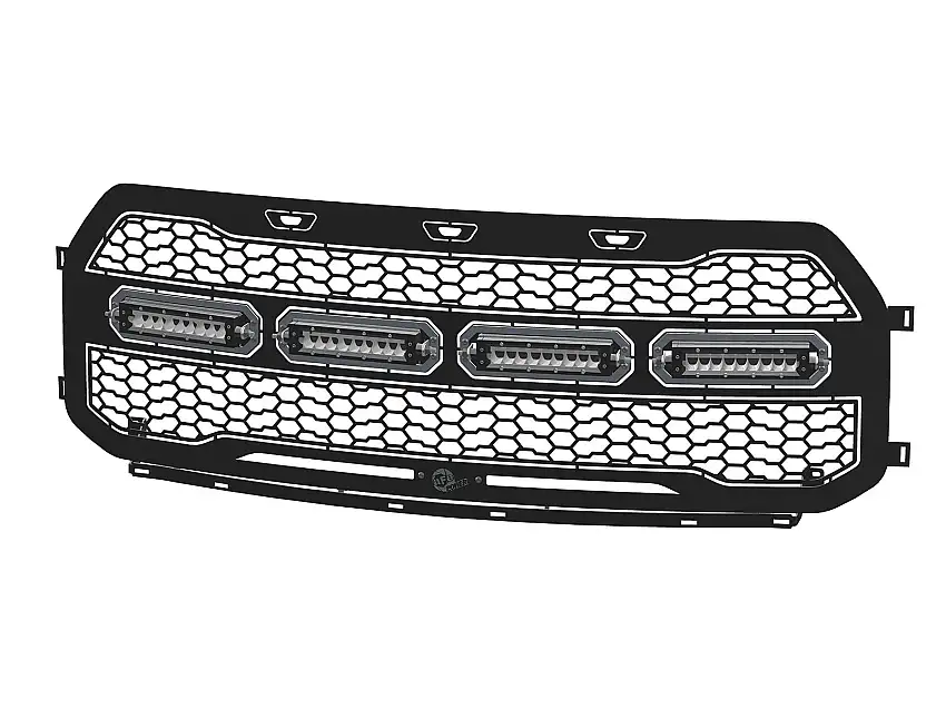 AFE 79-21001L Scorpion Complete Replacement Tread Design Grille Flat Black w/ LED Lights