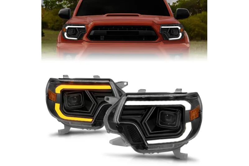 2012-2015 Toyota Tacoma ANZO Switchback Projector Headlights (Black) | Part# 111556