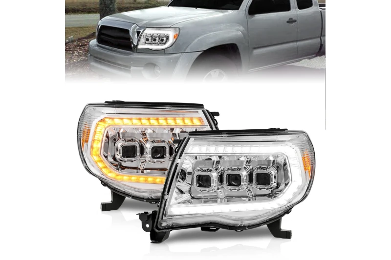 2005-2011 Toyota Tacoma ANZO LED Chrome Projector Headlights with Sequential DRL | Part# 111582