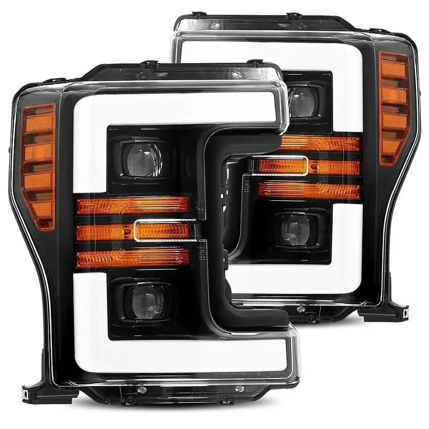 Alpharex PRO-Series Jet Black Projector Headlights 17-19 Ford 6.7L Powerstroke