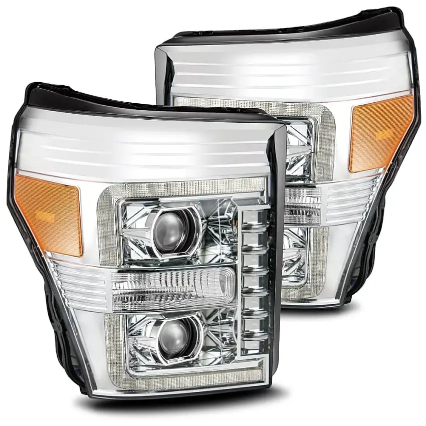 Alpharex LUXX-Series Chrome LED Projector Headlights 11-16 Ford 6.7L Powerstroke