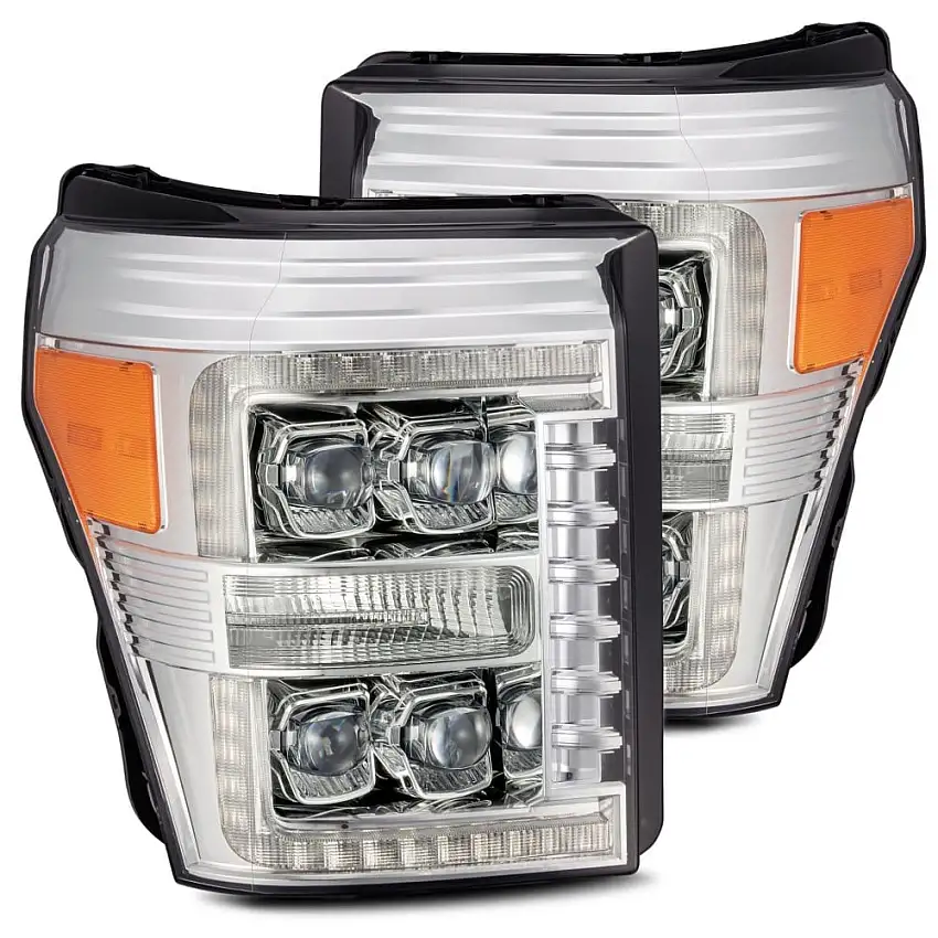 Alpharex NOVA-Series Chrome LED Projector Headlights 11-16 Ford 6.7L Powerstroke