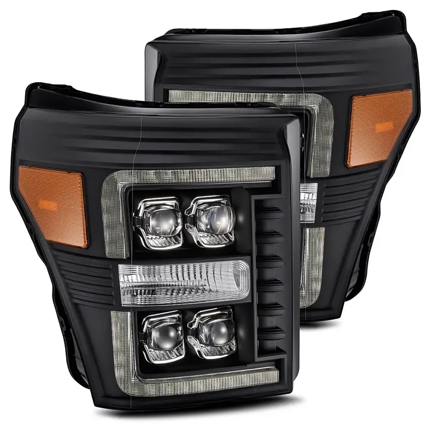 Alpharex NOVA-Series Black LED Projector Headlights 11-16 Ford 6.7L Powerstroke