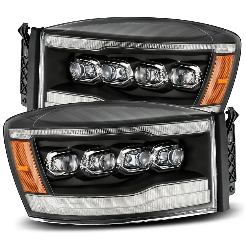 Alpharex NOVA-Series Matte Black LED Projector Headlights 06-09 Ram 5.9L/6.7L Cummins