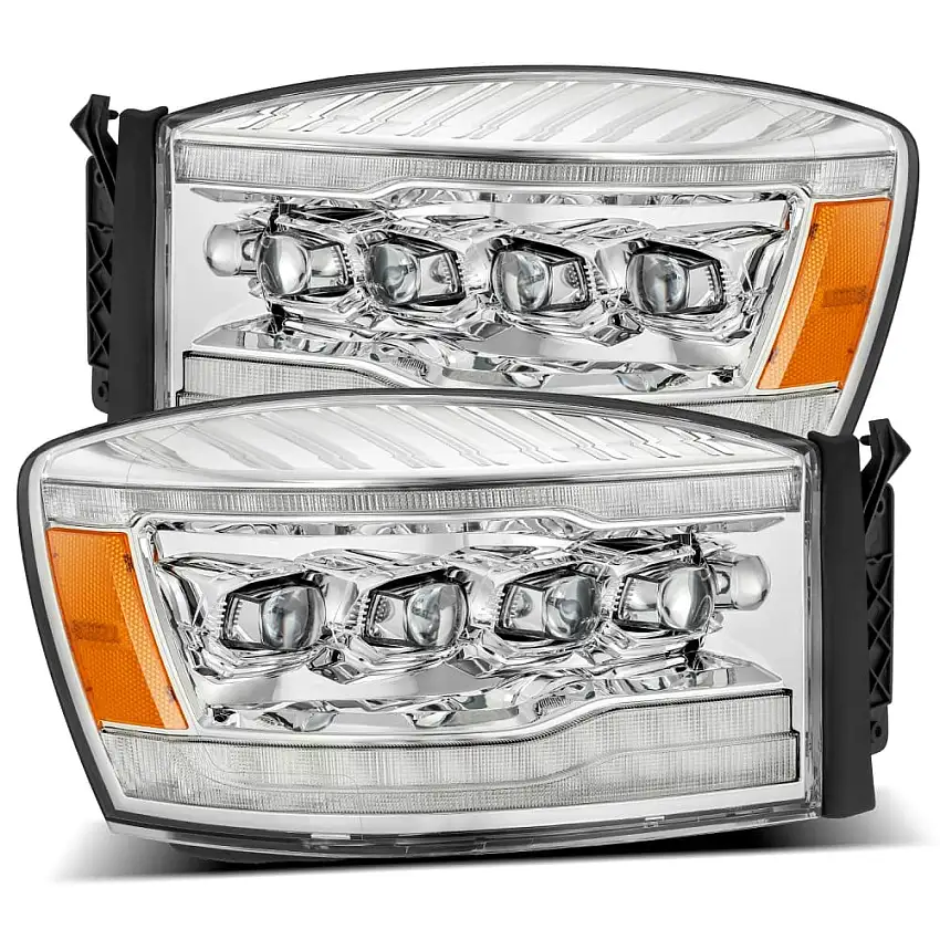 Alpharex NOVA-Series Chrome LED Projector Headlights 06-09 Ram 5.9L/6.7L Cummins