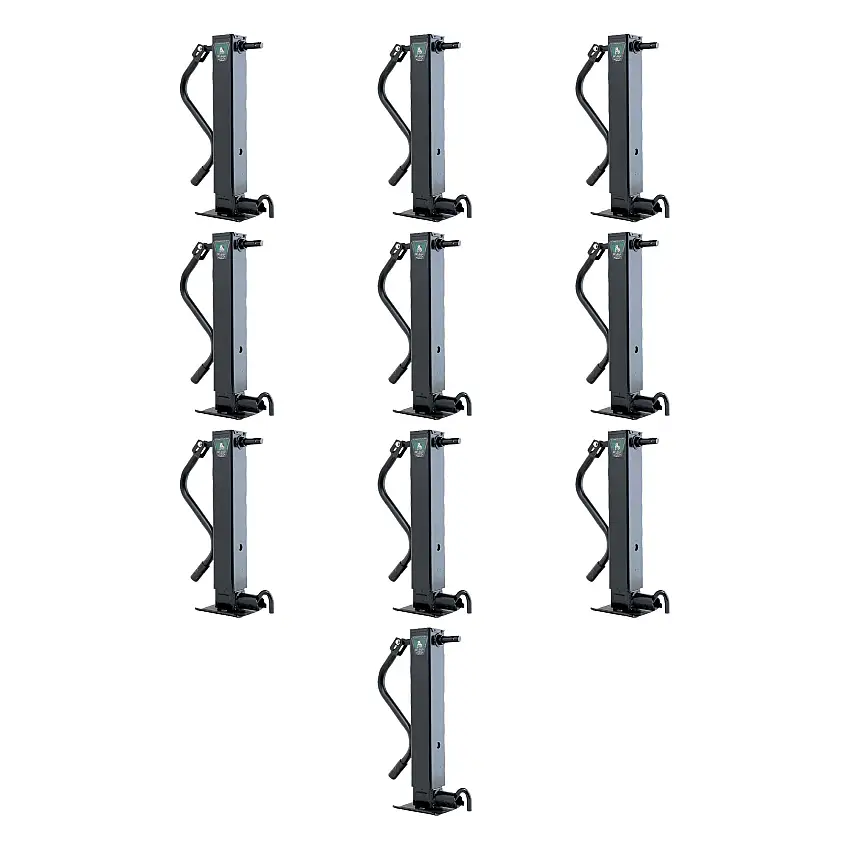 BULLDOG (10-Pack) HD Square Trailer Jack, 12,000 lbs. Support Capacity, Sidewind, 12-1/2 Inch Travel, Direct Weld - Spring Return, Drop Leg Pull Pin to the Side, Handle Inc.