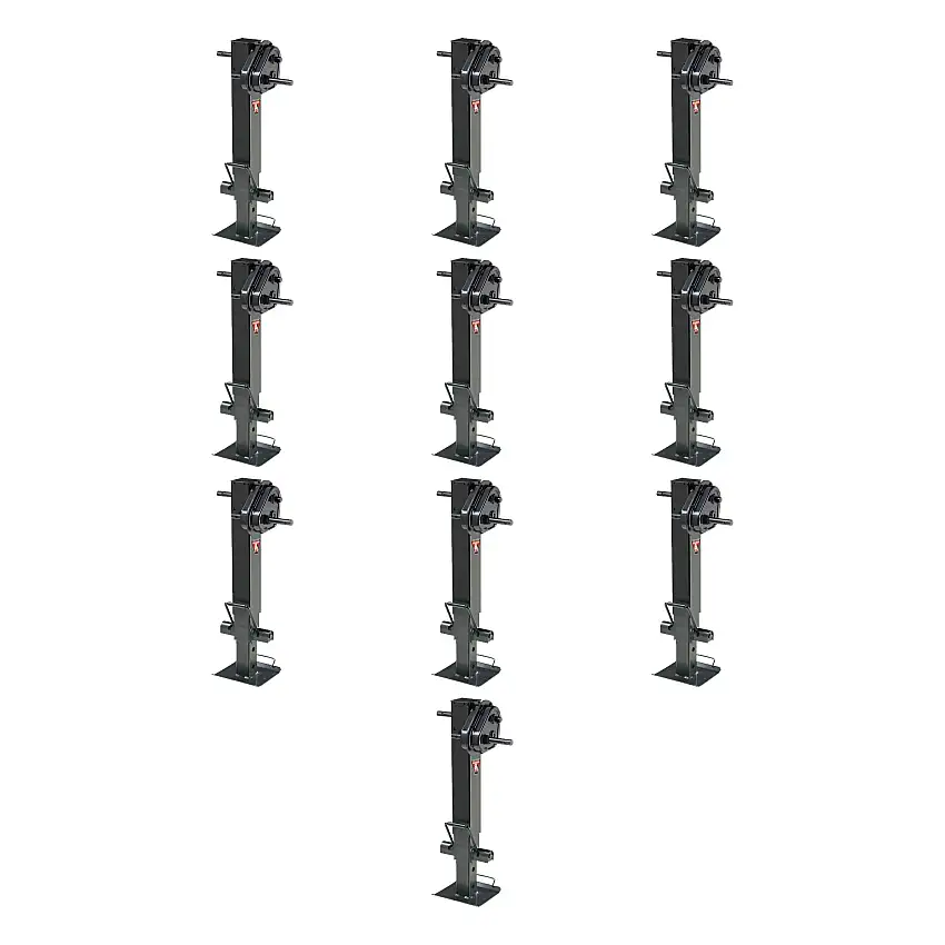 BULLDOG (10-Pack) Twin Cam 2-Speed Square Trailer Jack, 25,000 lbs. Support Capacity, Sidewind, 12-1/2 Inch Travel, Spring Return, Crank Sold Separately