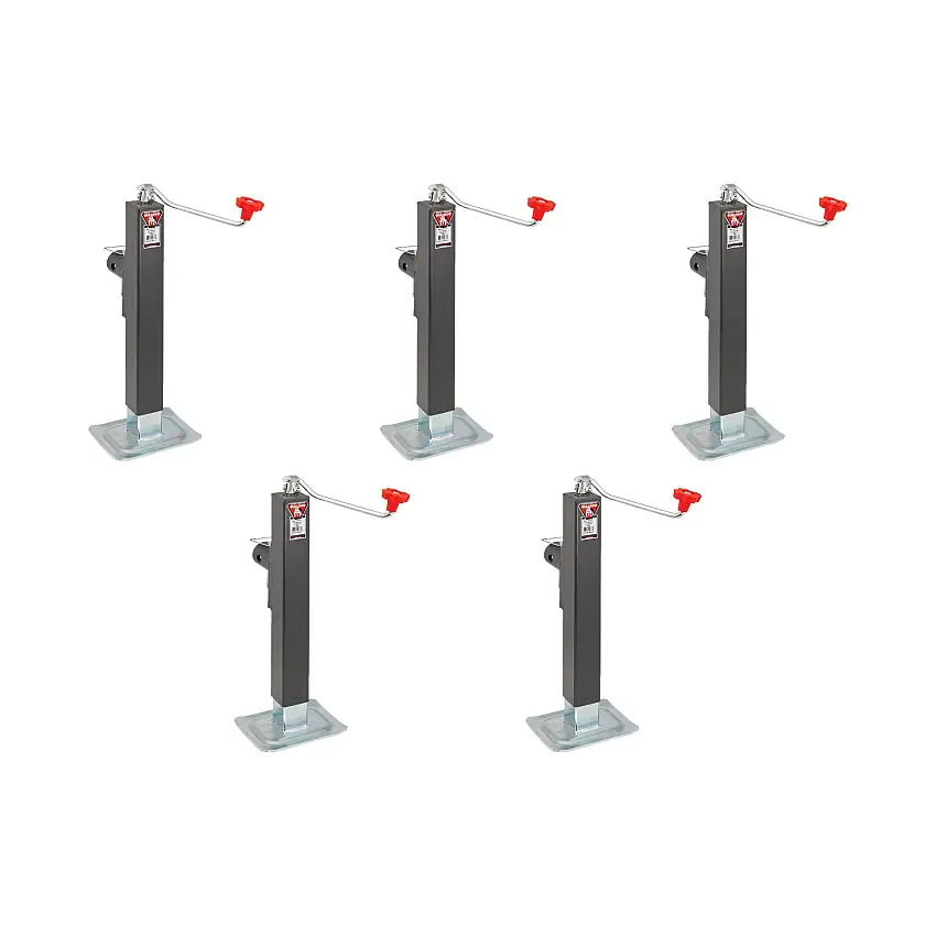 BULLDOG (5-Pack) Square Trailer Jack, Side Mount, 8,000 lbs. Support Capacity, Topwind, Weld-On, Fixed Leg without Mating Mount, 15 Inch Travel