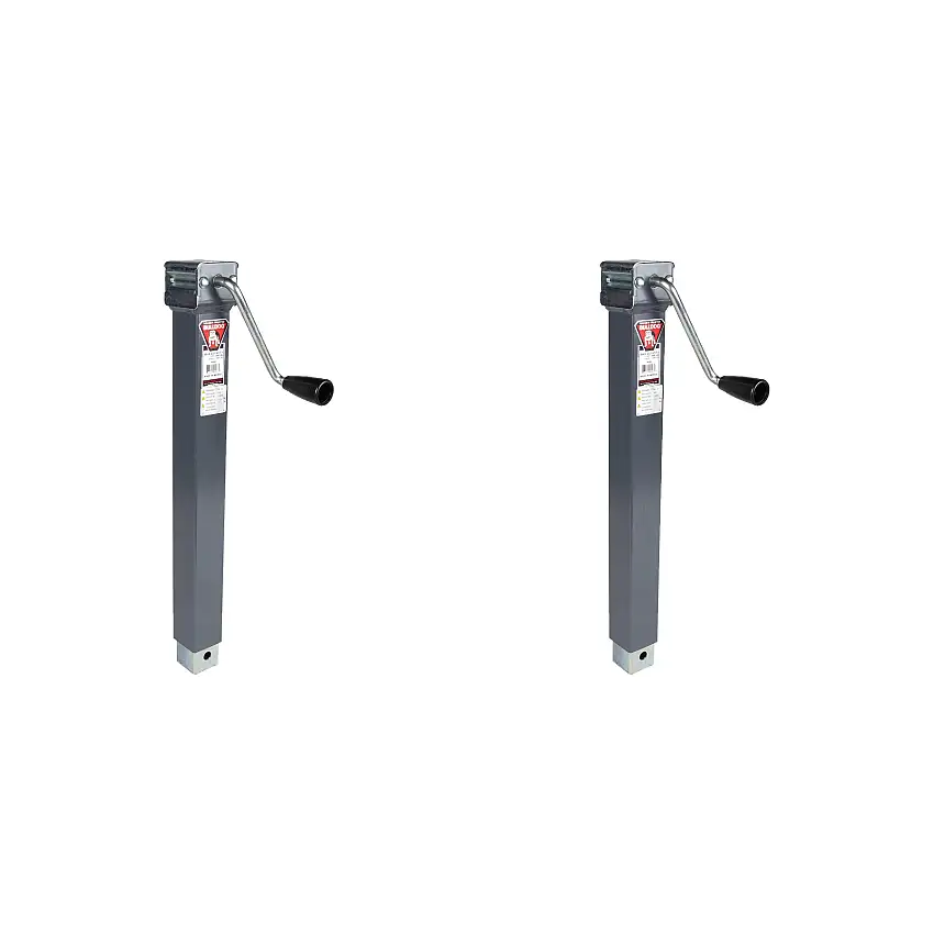 BULLDOG (2-Pack) Square Trailer Jack, No Mount, 5,000 lbs. Support Capacity, Sidewind, Weld-On, Fixed Leg Less Base, 15 Inch Travel