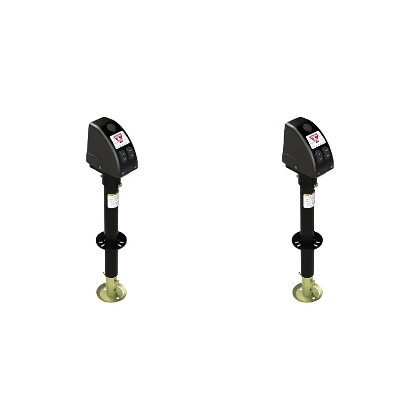 BULLDOG (2-Pack) Powered Trailer Jack, A-Frame, 3,500 lbs. Lift Capacity, Bolt-On, 14 Inch Travel, Black Cover