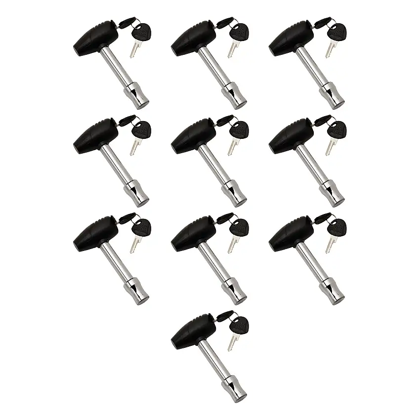 BULLDOG (10-Pack) Trailer Hitch Lock, Fits 1-1/4 Inch & 2 Inch Square Receivers, 1/2 Inch & 5/8 Inch Pin Diameter, Easy Access