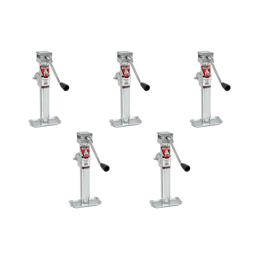 BULLDOG (5-Pack) Utility Trailer Jack, Side Mount, 5,000 lbs. Lift Capacity, Sidewind, Weld-On, 15 Inch Travel