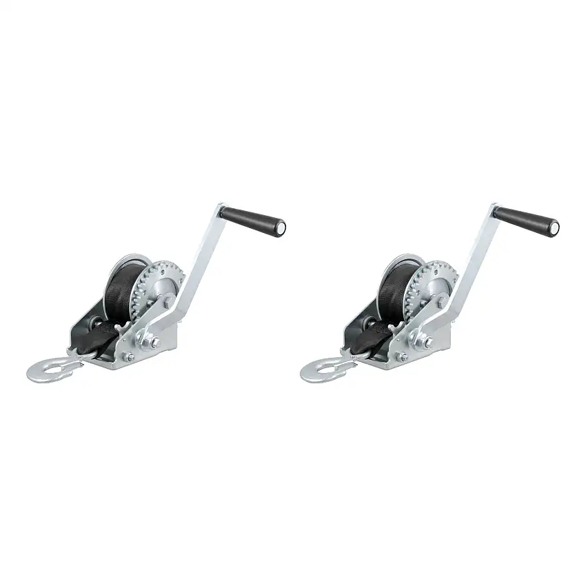 CURT (2-Pack) Hand Crank Winch with 15' Strap (900 lbs, 6-1/2" Handle)