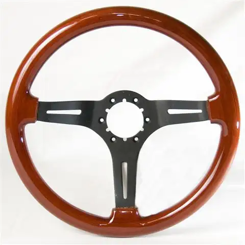 WHEEL-STEERING-MAHOGANY-BLACK 3 SPOKE-WITH TILT AND TELE-EXC 76-69-82 (#E13433)