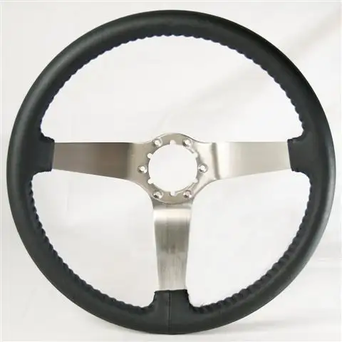 WHEEL-STEERING-BRUSHED SPOKE-LEATHER-69-82 (#E13434)