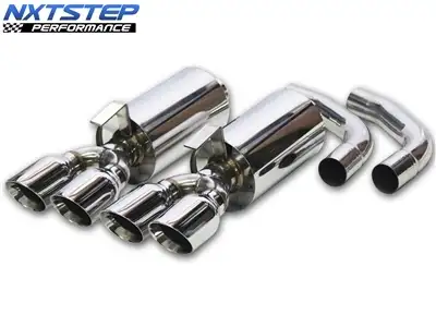 EXHAUST-NXTSTEP POLISHED T304 STAINLESS STEEL-305 INCH DUAL WALL TIPS-CAT BACK-86-91 (#E13438)
