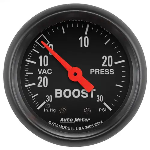 Autometer Gauge, Vac/boost, 2 1/16", 30inhg-30psi, Mechanical, Z-series 2614