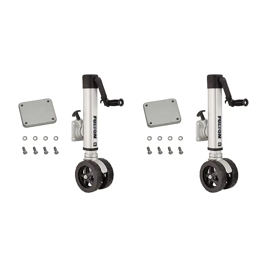 Fulton (2-Pack) F2® Marine Trailer Jack, 1,600 lbs. Lift Capacity, Sidewind, Twin Track Wheel, Weld-On Side Mount, 10 Inch Travel