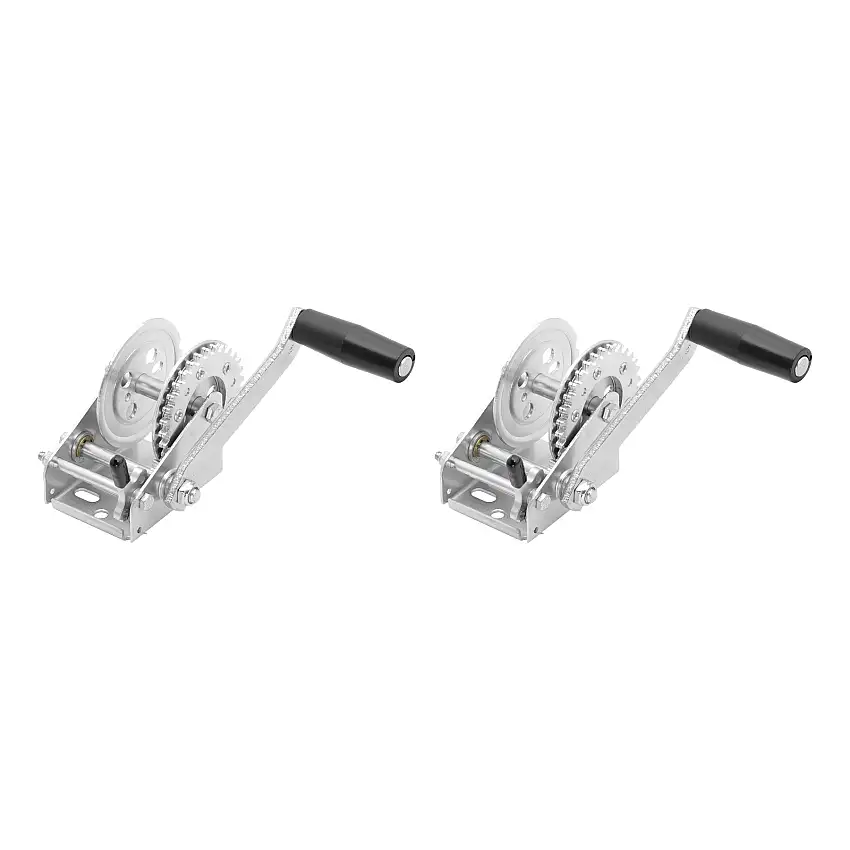 Fulton (2-Pack) Trailer Winch, Single-Speed, 900 lbs. Capacity, No Strap, 7 Inch Handle, Silver
