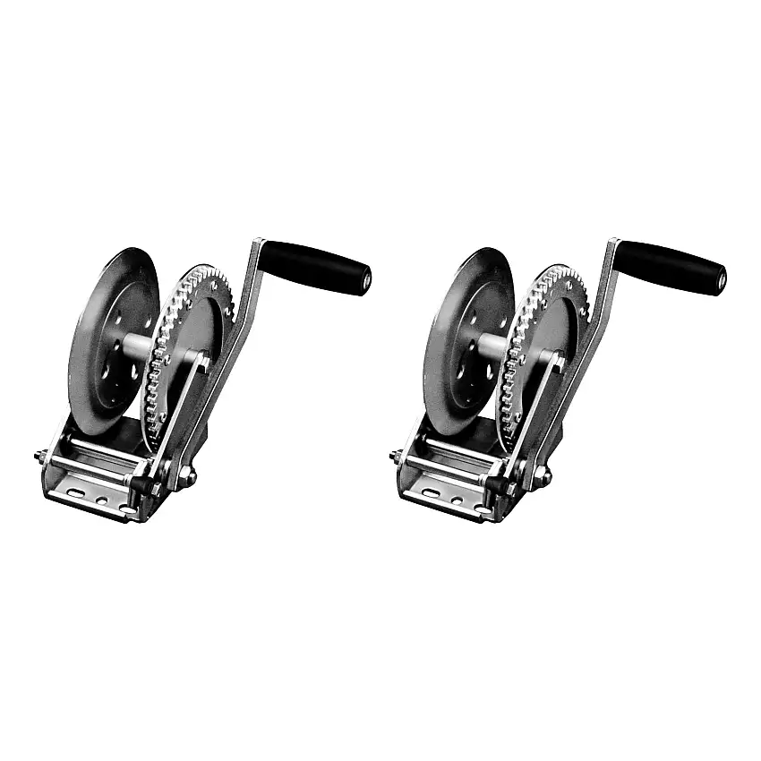 Fulton (2-Pack) Trailer Winch, Single-Speed, 1,800 lbs. Capacity, No Strap, 8 Inch Handle, Silver