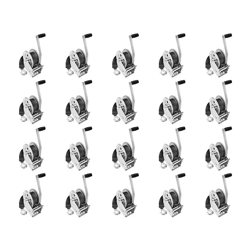 Fulton (20-Pack) Trailer Winch, Single-Speed, 1,800 lbs. Capacity, 20 Foot Strap, 8 Inch Handle, Silver