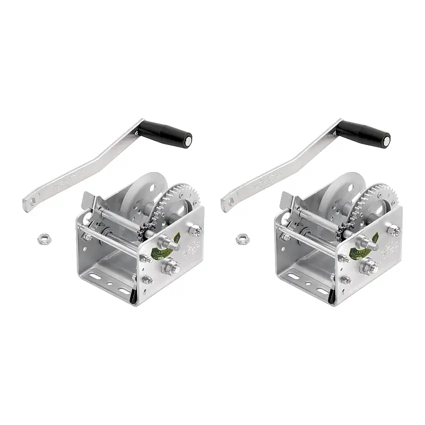 Fulton (2-Pack) Trailer Winch, Two-Speed, 2,000 lbs. Capacity, No Strap, 6.25 Inch Handle, Silver