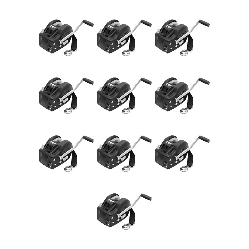 Fulton (10-Pack) Trailer Winch, Two-Speed, 2,600 lbs. Capacity, 20 Foot Strap, 10 Inch Handle, Black Cover