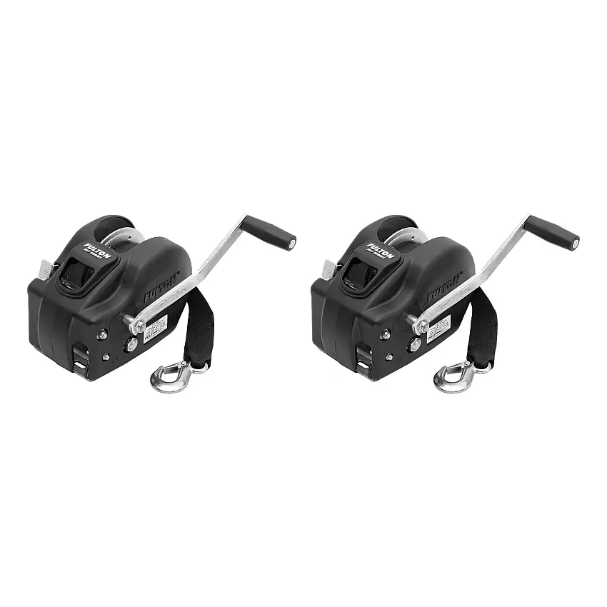 Fulton (2-Pack) Trailer Winch, Two-Speed, 3,200 lbs. Capacity, 20 Foot Strap, 10 Inch Handle, Black Cover