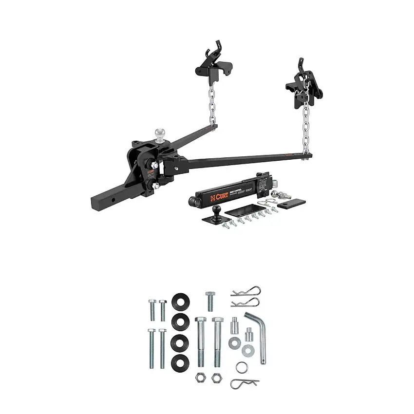 CURT l (8-10K, 28-3/8") Short Trunnion Bar Weight Distribution Hitch with Sway Control