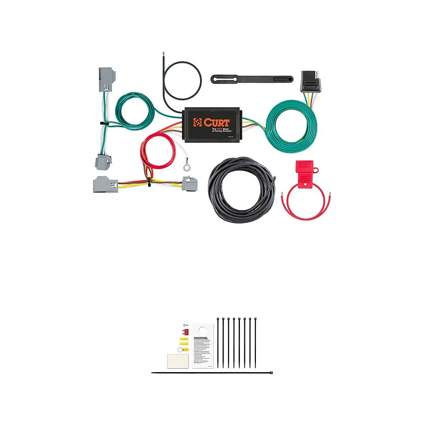 CURT Custom Wiring Harness, 4-Way Flat Output, Select Volvo XC60 Trailer Connector Kit